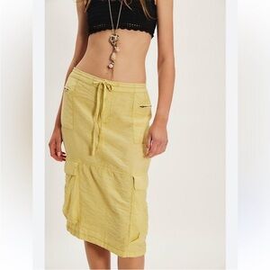 NWT Free People Pale Green Cargo Midi Skirt